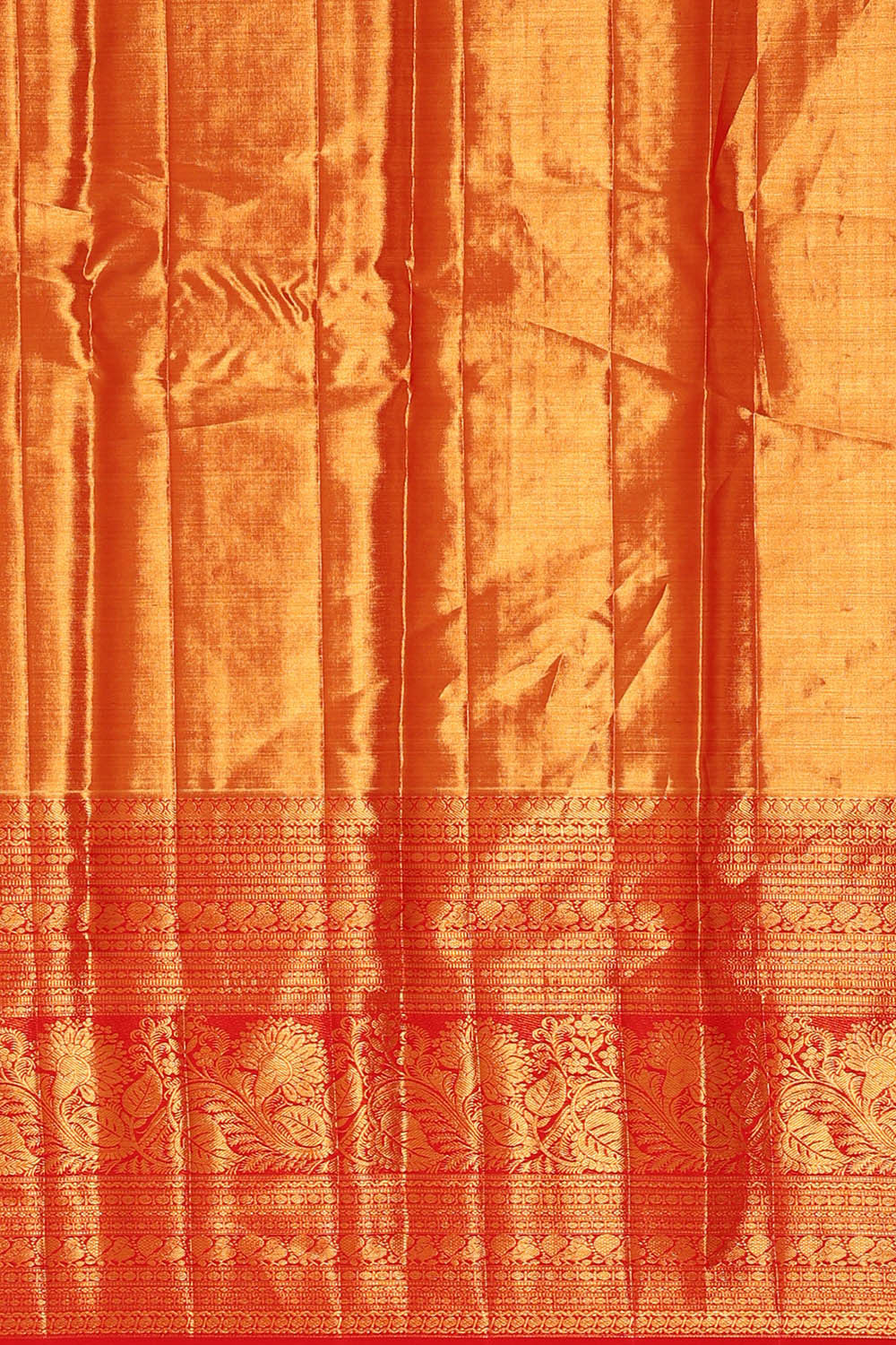 Image of Kanchipattu Golden Red Tissue Brocade Saree